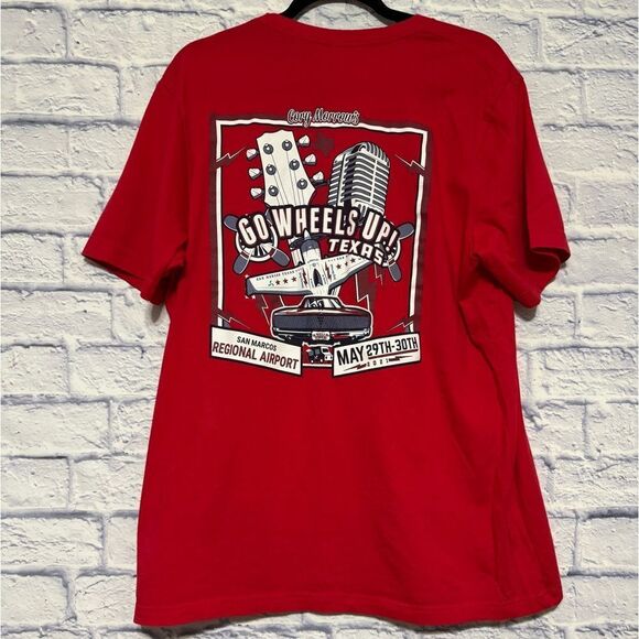 CORY MORROW’S Go Wheels Up! Red San Marcos TX Shirt Size XL - Picture 1 of 9